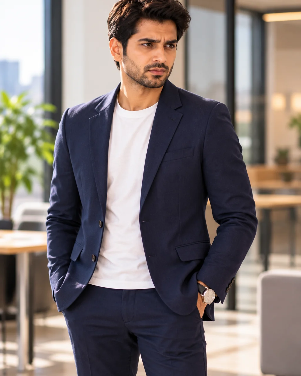 Men's Navy Blue Tailored Blazer